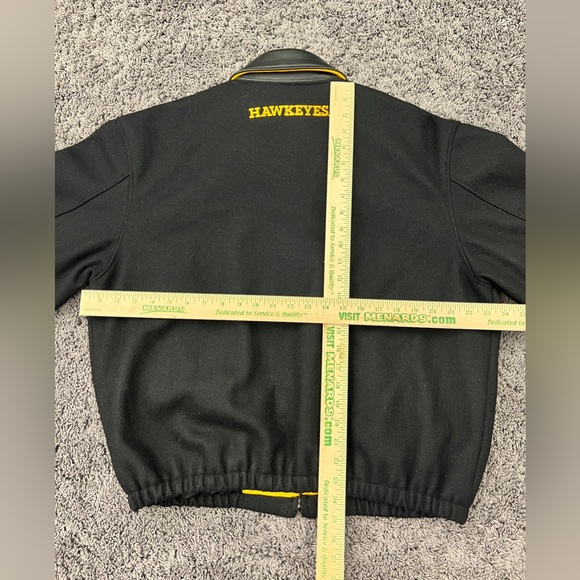 Vtg UNIVERSITY OF IOWA Golden Bear Black Leather Wool Sz Med Varsity Jacket USA! - Picture 11 of 12